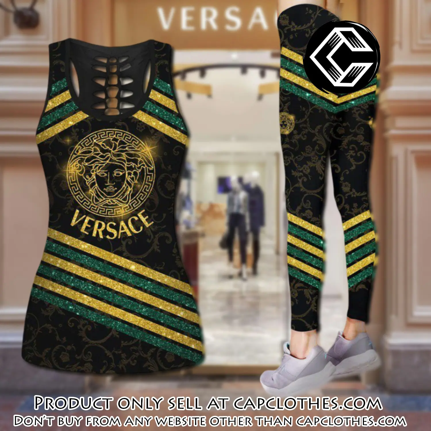 Gianni versace tank top leggings set luxury for women yoga gym cc5653440